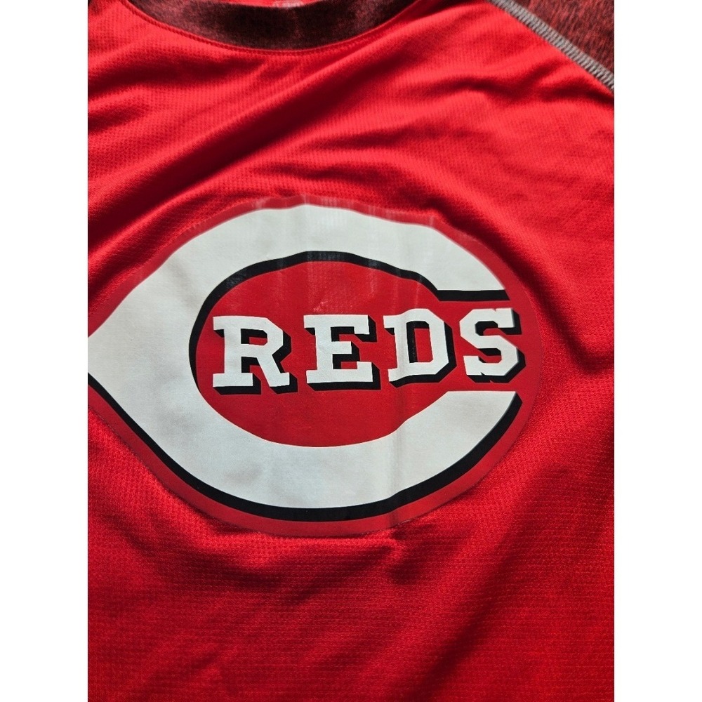 Majestic Cincinnati Reds MLB Cool Base Training Shirt Mens Large Red Raglan Tee
